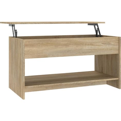 Mesa de centro elevable, diseño moderno, 102 x 50 x 52,5 cm, madera de ingeniería, color roble DEC038909