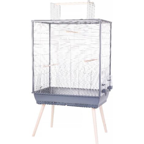 ZOLUX Cage grillagée surélevée pour oiseau - Pour perruche, calopsitte, canari - 81 x 48 x 152 cm - Néolife - Gris