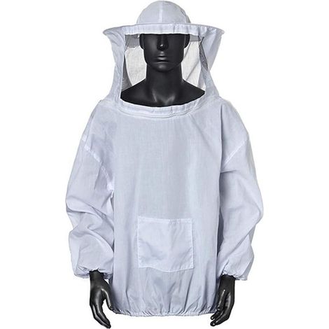 Veste de protection apicole avec chapeau, chapeau d'apiculteur professionnel à fermeture éclair (blanc) (1/5)