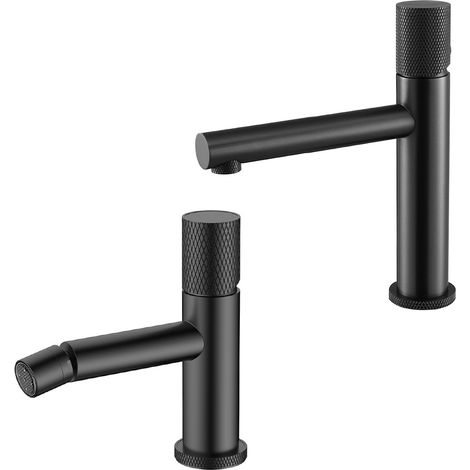Set miscelatori lavabo e bidet nero opaco con leva zigrinata Gemini (1/5)