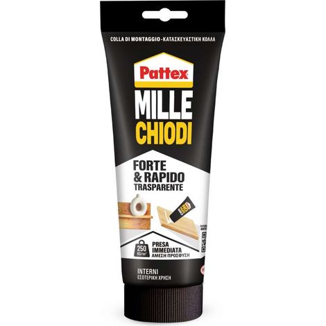 Pattex Adesivo Millechiodi Trasparente 52g - Montaggio a Base Acqua
