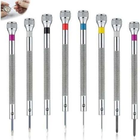 Kit de tournevis de précision 8 pièces 0,6-1,6 mm, tournevis de montre pour réparation, tournevis de montre, tournevis de lunettes, outils de réparation d'horloger, mini tournevis pour verres de (1/4)