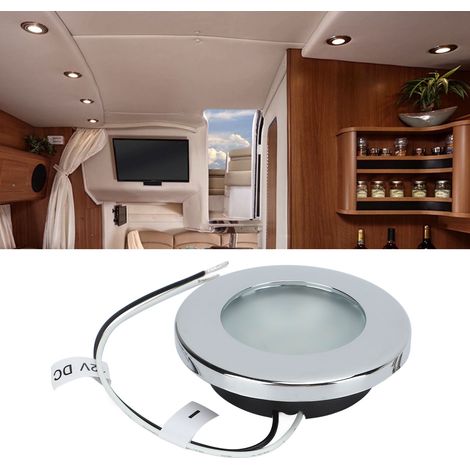 Plafonnier LED de 2,9 pouces pour camping-cars et yachts, boîtier électroplaqué, lumière blanc chaud DC12V, température de couleur 3000K (69290-CH-3K) (1/5)
