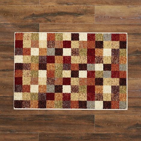 Tapis de bain à carreaux, absorbant, antidérapant, doux au toucher, paillasson de toilettes, tapis carré pour la maison - 40 x 60 cm (1/3)