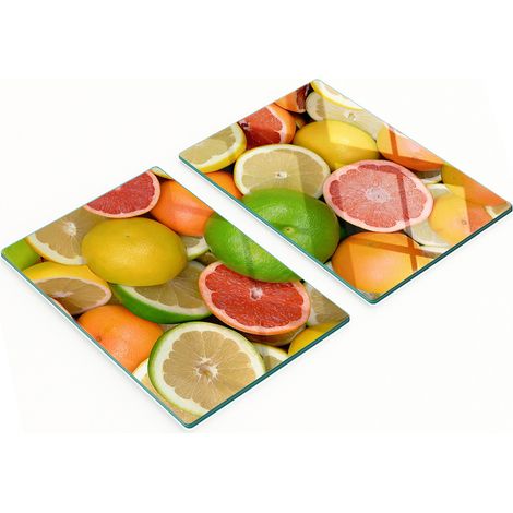 Küchenschneidebretter aus Glas mit Zitrusfruchtmotiven, 2 x 40 x 52 cm (1/5)