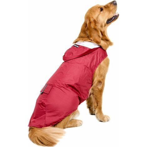 Grand imperméable réfléchissant à capuche pour chien, rouge, 6XL –