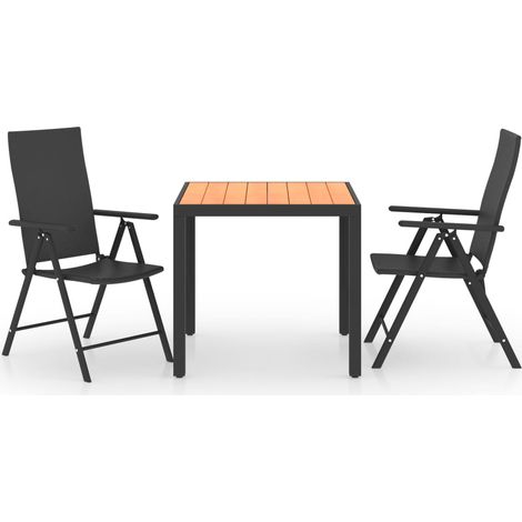 Ensemble à manger de jardin 3 pcs Mobilier de jardin noir et marron (1/5)