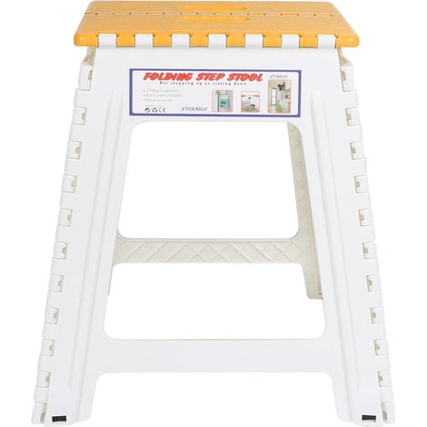 Marchepied Pliable - Acier Robuste 150kg - Pour Cuisine Salle De Bain Jardin - Jaune (1/5)