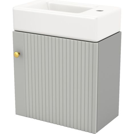 Mobile bagno sospeso con lavabo in ceramica 46 x 26 x 56 cm MDF grigio e bianco HOMVRA (1/5)