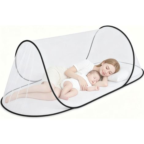Mosquitera plegable con cremallera, ideal para cama individual, protege contra mosquitos e insectos. Medidas: 200 x 80 x 56 cm. (1/5)