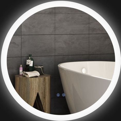 Miroir de salle de bains lumineux Ø70 cm, 3 couleurs, IP44, tactile, antibuée OKMYHOME (1/5)
