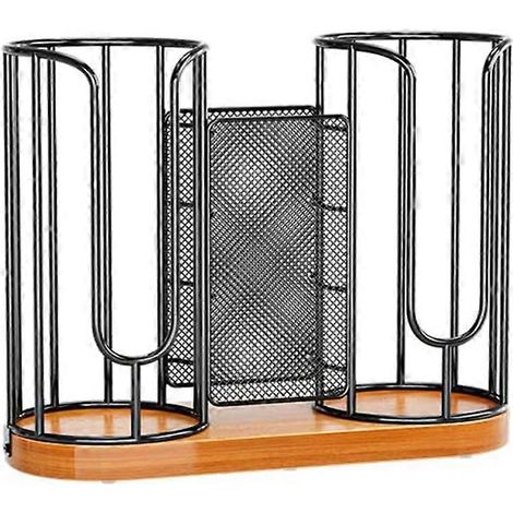 Organisateur de tasses et couvercles à café, organisateur de gobelets jetables et pailles avec base en bois, porte-gobelets en papier et distributeur/rangement pour gobelets en plastique (1/5)