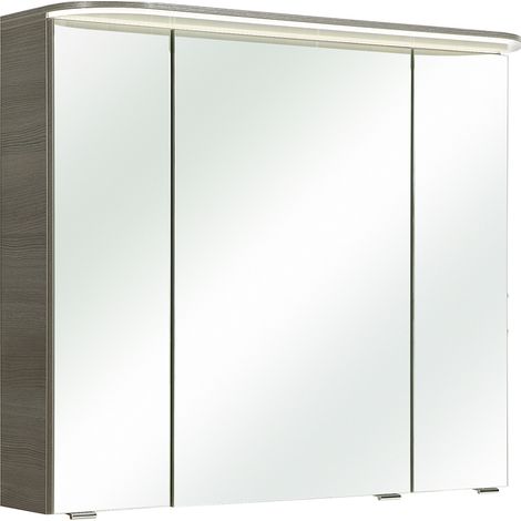 Spiegelschrank mit 3D Funktion, LED Beleuchtung, in Graphit Struktur quer Nb. BUDVA-66, B/H/T ca. 85,2/72,3/17 cm (1/5)