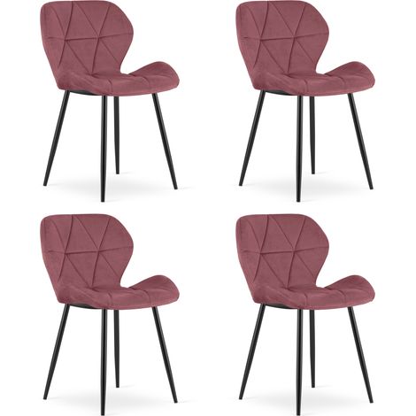 Chaise - leobert - mango - velours rose foncepieds noirs - lot de 4 211770225 (1/5)
