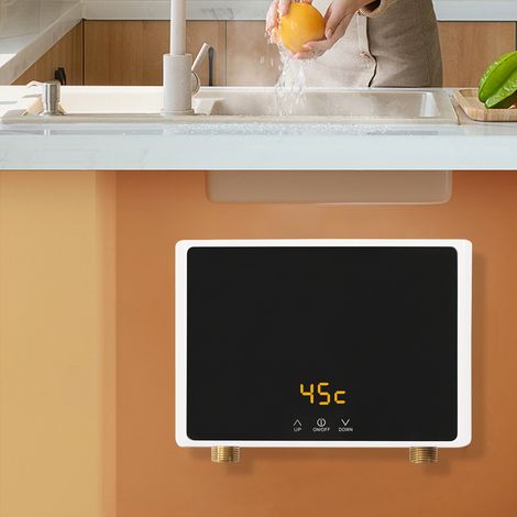 Mini Electric Water Heater, 5500W Instant Tankless Hot Water Heater with LCD Display (1/5)