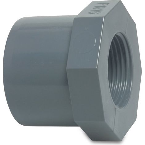 Mega Reduzierstück PVC-U 32 mm x 1/2 Zoll Klebestutzen x Innengewinde 10 bar, grau