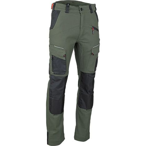 Pantalon de travail renforcé stretch LMA 1861 MEMORY taille 44 kaki/noir multipoches avec poches genouillères (1/5)