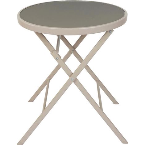 Table de Jardin Pliable "Elba" 71cm Beige (1/5)