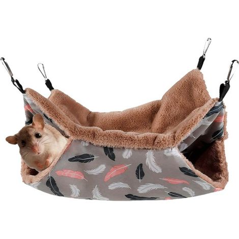 Hamaca de doble capa, poliéster suave, gancho metálico fijo, para hámsteres y animales pequeños. (1/5)