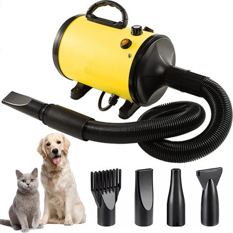 Pulseur pour Chien 2800W - Séchoir pour Animaux avec Température Réglable et 4 Buses (Jaune) (1/5)
