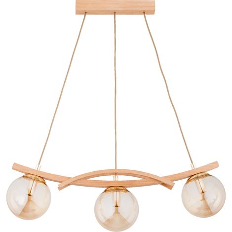 Suspension scandinave bois ambre 3xE14 Sana Alfa 80cm (1/3)