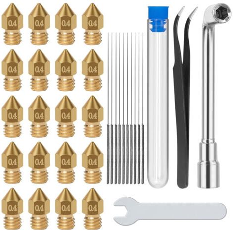 Buse en laiton pour imprimante 3D 33 pièces 0,4 mm 0,2 mm 0,6 mm pour Creality Ender 3 V2 / Ender 3 / Ender 3 Pro / Ender 3 Max / Ender 5 Pro/Ender 3 S1 / Ender 3 Neo/CR 10 Series (1/5)