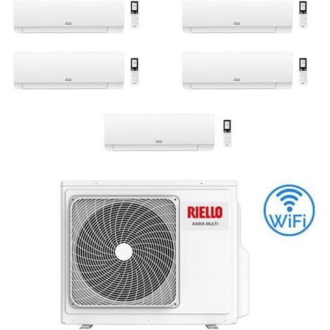 Climatizzatore Condizionatore Riello AARIA PLUS I Wi-Fi Penta Split Inverter R32 9000 + 9000 + 9000 + 9000 + 12000 BTU con U.E AARIA MULTI 590 PI Classe A++/A+