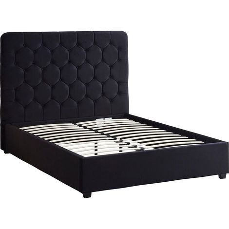 Madison 5 Feet Bed Frame - L216 x W167 x H141 cm - Black Velvet Fabric