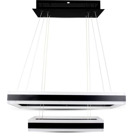 Lámpara colgante LED V-TAC de 113 W con 2 rectángulos, metal negro, blanco cálido, regulable