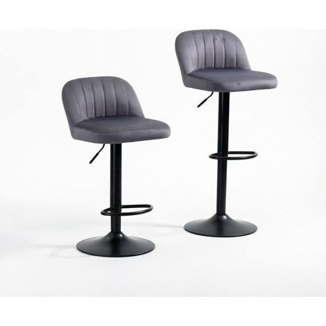 Set de 2 taburetes de bar регулируables en altura con respaldo, gris y negro, HOMVRA (1/5)