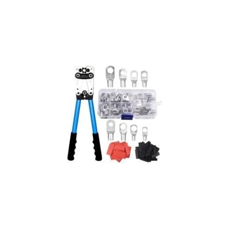 Alicates de crimpado multicapa para terminales eléctricos, AWG 10-0,6-50 mm², con terminales de anillo de cobre y 60 unidades de trinquete termorretráctil - INHHUB (1/4)