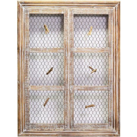Portamemo legno finestra con mollette rettangolare cm 46x61x5