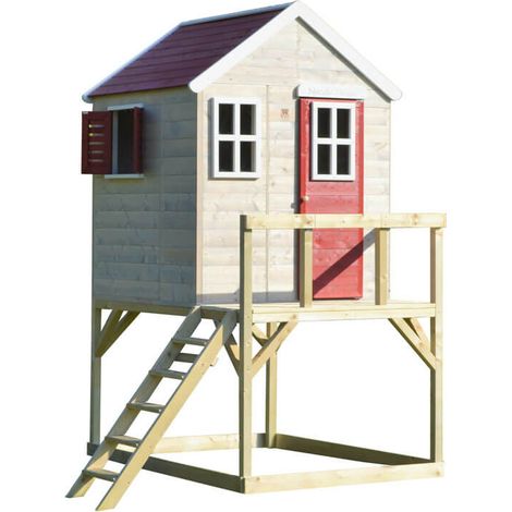 Wendi Toys Holz Stelzenhaus Storch Natur 160x190x242 cm (1/5)