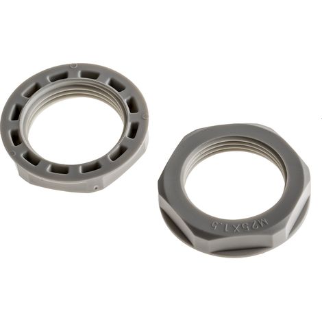 Ecrou pour presse étoupe, RS PRO, Gris, Nylon 66, Filetage: M25, IP68 ( Prix pour Paquet de 25 )