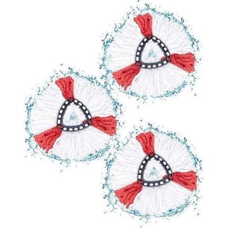 Lot de 3 Tête de Balai Serpillère 2en1 Vadrouille Serpillère pour Vileda Recharge Turbo (White+Red) (1/5)