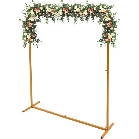 Arche rectangulaire de mariage en métal doré, cadre d’arche, support arche fleurs ballons, décoration pour mariage, fête, cérémonie et événement (2x1.5 m) (1/5)