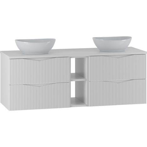 Mueble doble lavabo 140cm 2 compartimientos Tao Blanco