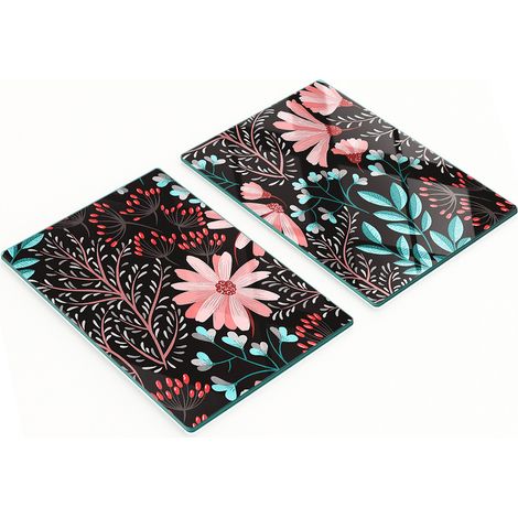 Taglieri decorativi in vetro temperato con motivo fiori primaverili, 2x40x52 cm (1/5)