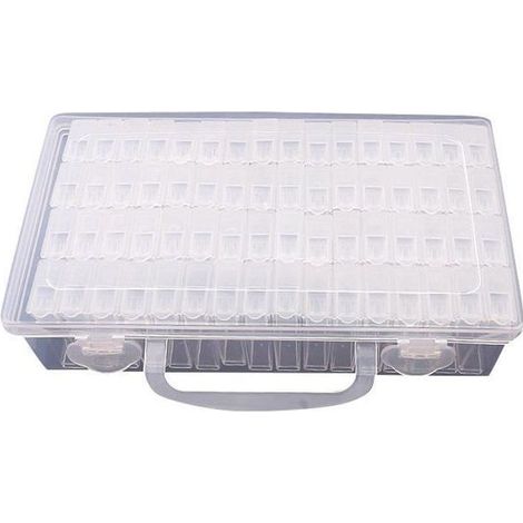 Online Store - Boîte de Rangement pour Bijoux en Plastique Réglable - 64 Grilles - Blanc (1/4)