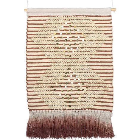 Decoración de pared de algodón beige arena rojo oscuro dorado 43 x 75 cm Sabo (1/5)