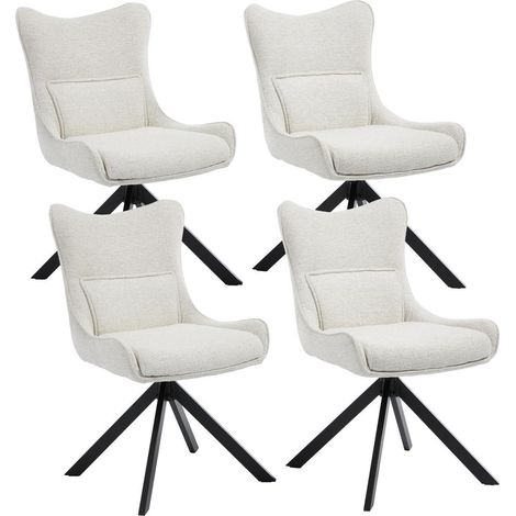 Esszimmerstühle 4er Set drehbar 360° Chenille Polsterstuhl mit Metallgestell Beige (1/5)