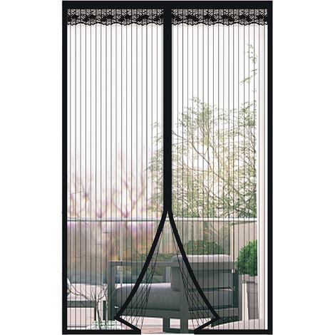 Moustiquaire Porte Fenetre Magnétique 90x200cm Rideau de Porte Antimoustique Maille Ultra Fine Moustiquaire avec Fermeture Aimantée Sans Perçage pour de Balcon, Chambre, Noir