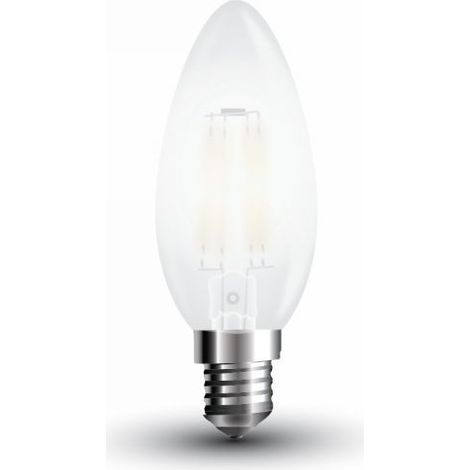 V-TAC LAMPADINE LED E14 4W LAMPADA FILAMENTO SFERA FIAMMA TORCIGLIONE OPACA 220V Bianco naturale,Candela