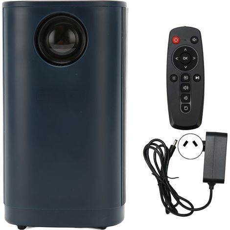 Mini-projecteur 1080P 16-100 pouces télécommande double haut-parleur portable pour famille extérieur 100-240V bleu prise AU (1/5)