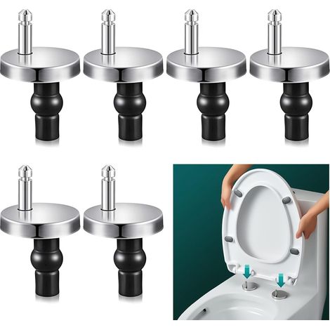 6 Pièces Fixation Abattant Wc, Universelles Charniere Abattant Wc, Abattant Wc Fixations Charnières, Fixation Abattant Wc Universel (1/4)