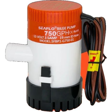 Bomba de achique sumergible, caudal de 750 GPH, construcción duradera, color blanco. (1/5)