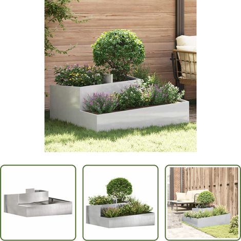 Pot métallique -  Cache-pot de jardin Argent 100 x 100 x 50 cm Acier inoxydable (1/5)