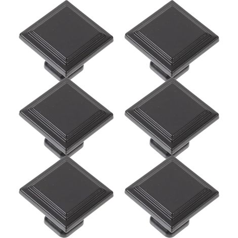 Boutons D’armoire Cuisine Carrés Noirs en Alliage D’aluminium, Lot de 6 Design Moderne et Épuré, Remplacement pour Tiroirs et Meubles, Installation Facile (1/5)