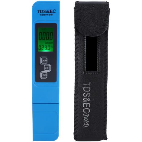 3-in-1 Blue Electrical Conductivity Meter, TDS-EC Measuring Pen for Water Quality Analysis with Backlight ---DTEKGAZ