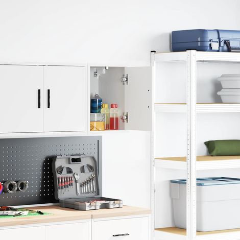 Garagen-Wandschrank Weiß Holzwerkstoff vidaXL